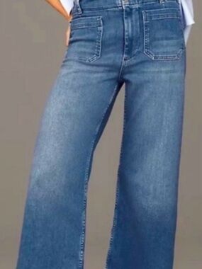 Anthropologie Maeve Cropped Collette Wide-Leg Denim